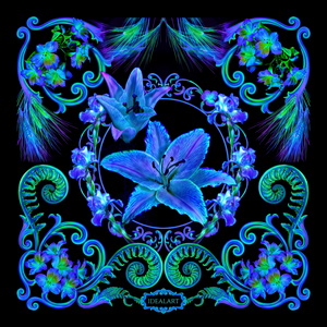 Foulard carré en Soie « Lilies couple »