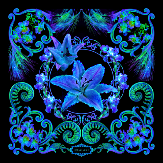 Foulard carré en Soie « Lilies couple »