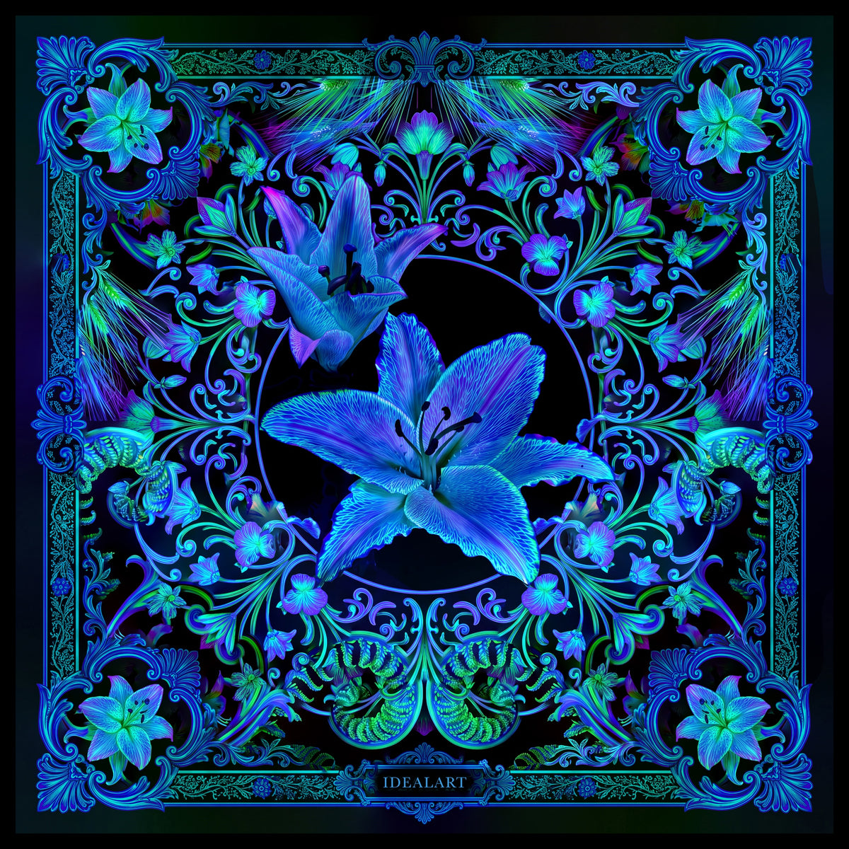 Foulard carré en Soie « Lilies Melting Pot »