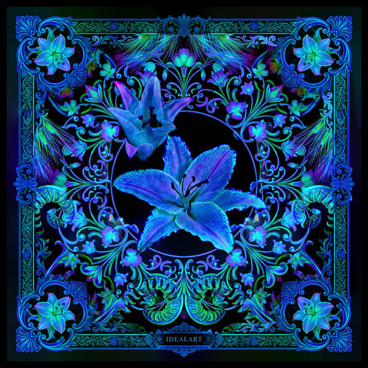 Foulard carré en Soie « Lilies Melting Pot »