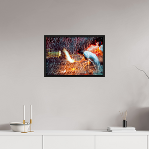 60 x 40 cm, 8 Caisse américaine Noire Rituel où le feu apprend le rythme