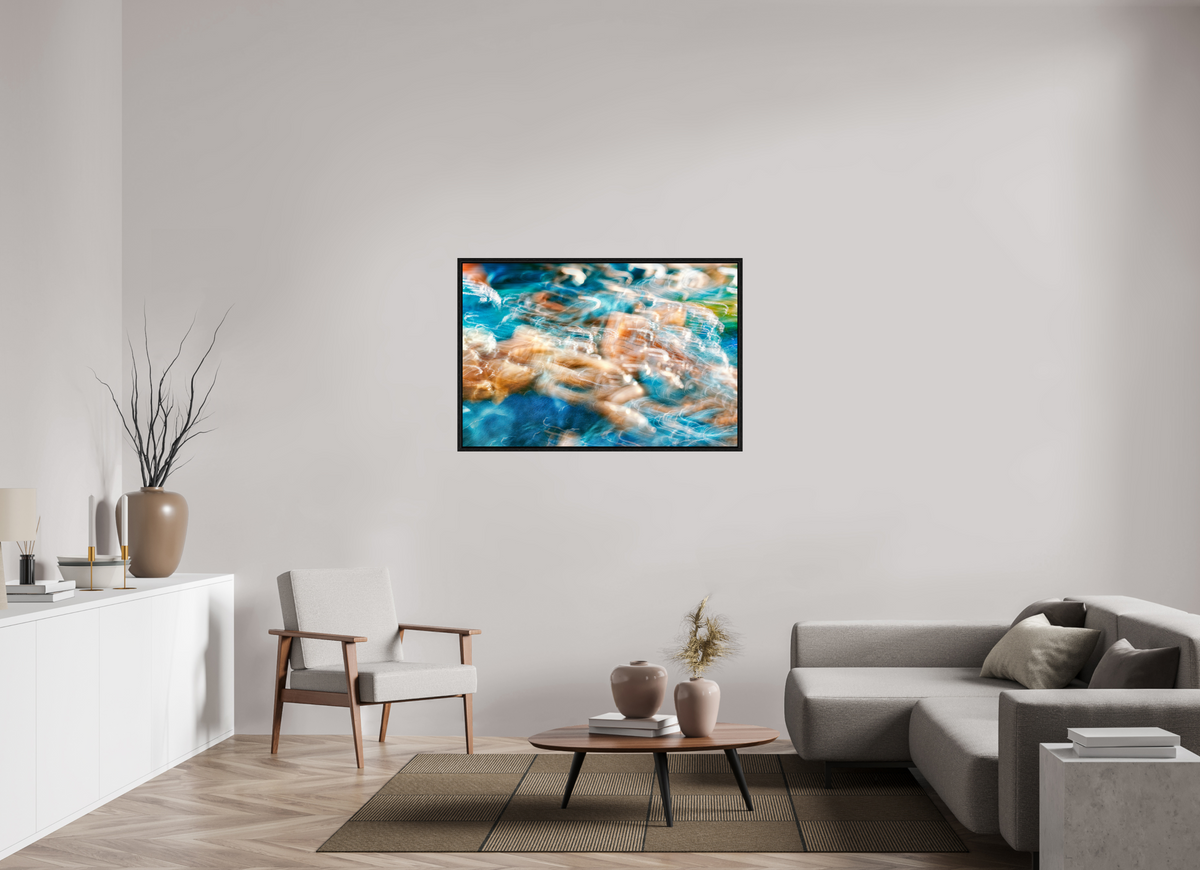 120 x 80 cm, Caisse américaine Noire La danse des eaux secrètes