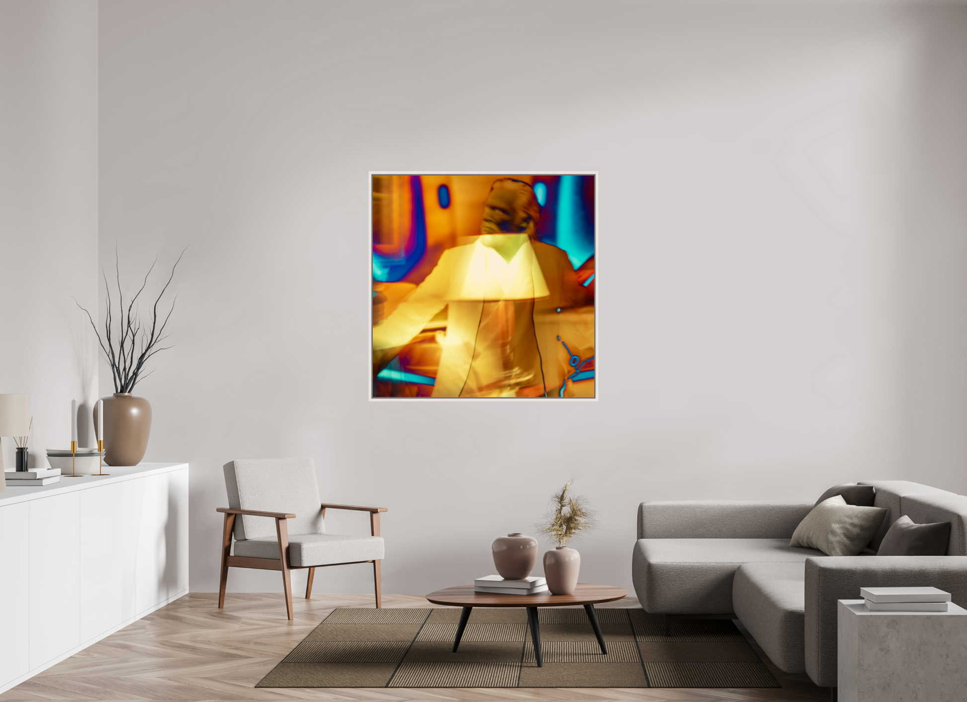 120 x 120 cm, Caiise Verre acryl PApier metal sf