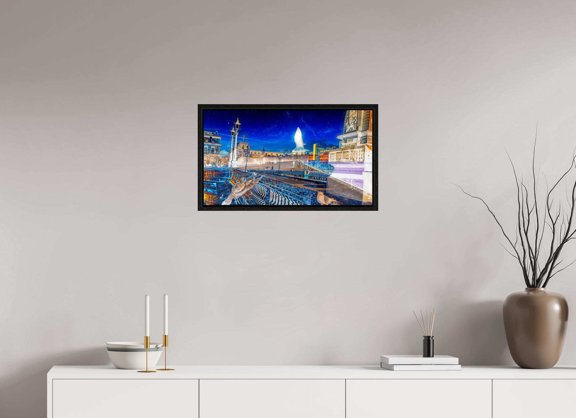 64 x 36 cm, 8 Caisse américaine Noire Les oiseaux gardaient la ville pendant que nous dormions