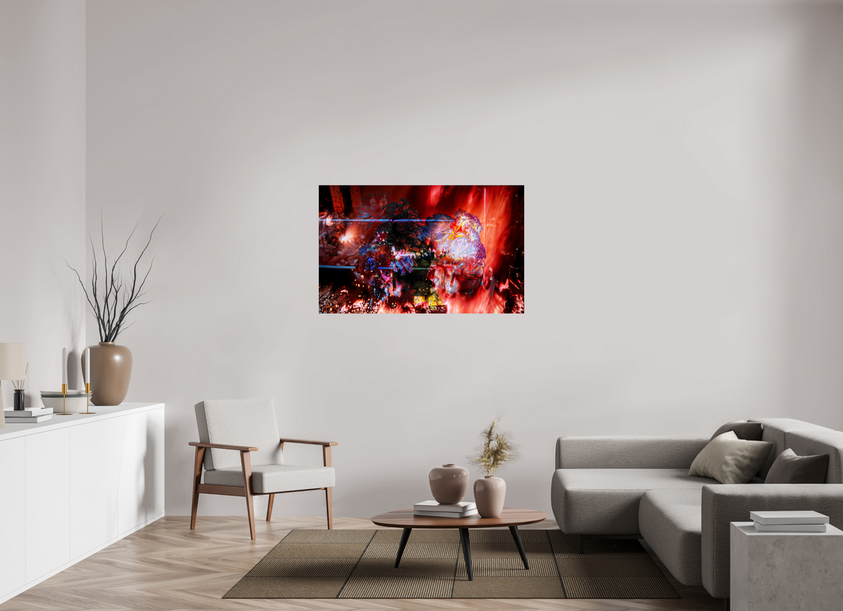 128 x 80 cm, Tirage photo contrecollé sur Dibond L’étreinte des pétales ardents