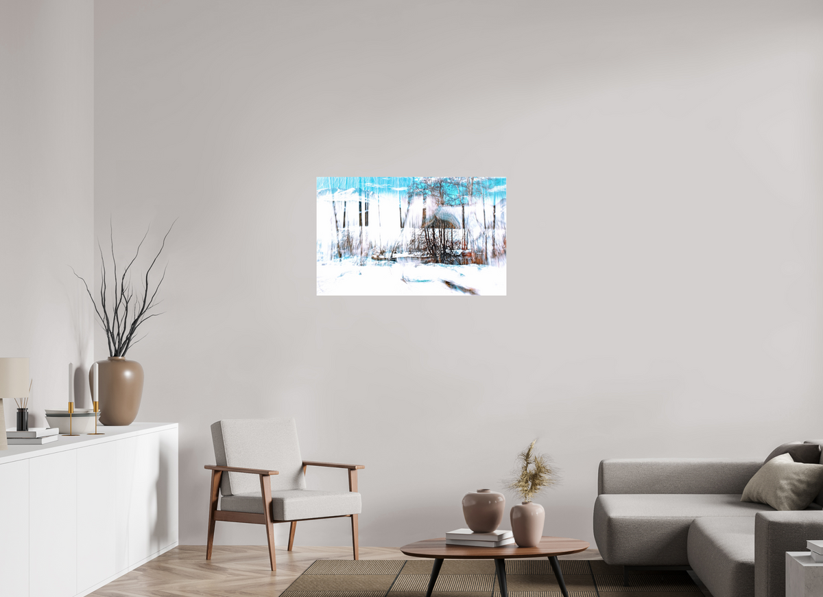 96 x 60 cm, Tirage photo contrecollé sur Dibond La Forêt qui chante la neige