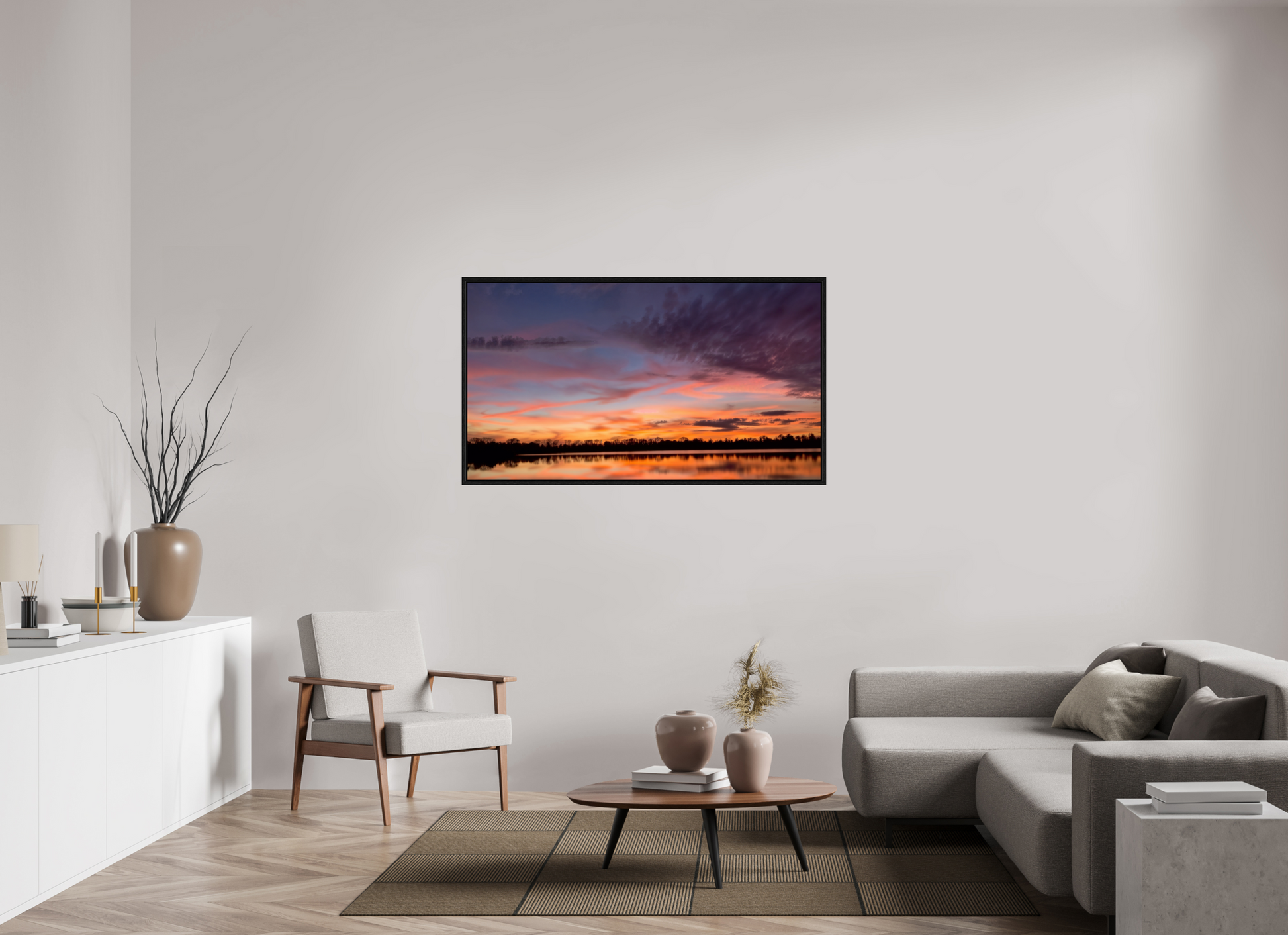 143,7 x 80 cm, Caisse américaine Noire 12 Reflets d’un Même Ciel XII – Les Voiles du Crépuscule