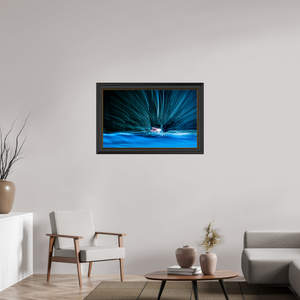 96 x 60 cm, Cadre Noir-Or Éventail de fibres