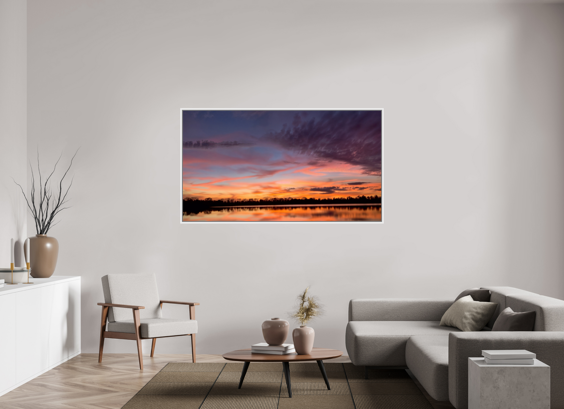 179,7 x 100 cm, Caisse américaine Blanche 12 Reflets d’un Même Ciel XII – Les Voiles du Crépuscule