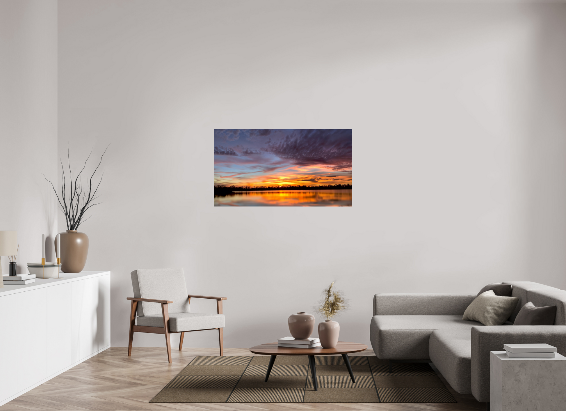 128 x 72 cm, Tirage photo sous Verre acrylique 11 Reflets d’un Même Ciel XI – L’Éclat du Couchant