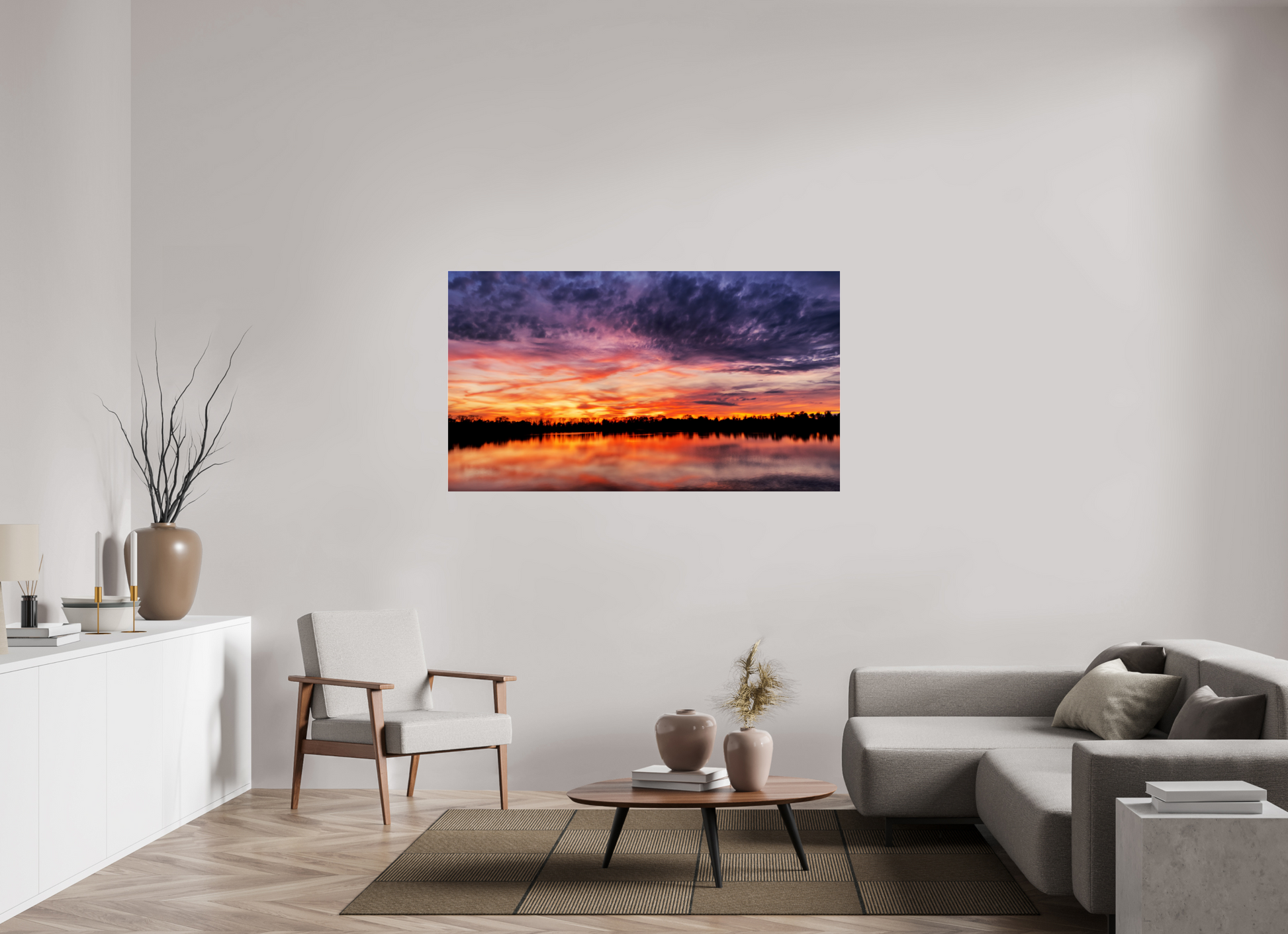 160 x 90 cm, Tirage photo sous Verre acrylique 3 Reflets d’un Même Ciel III – L’Heure Incandescente