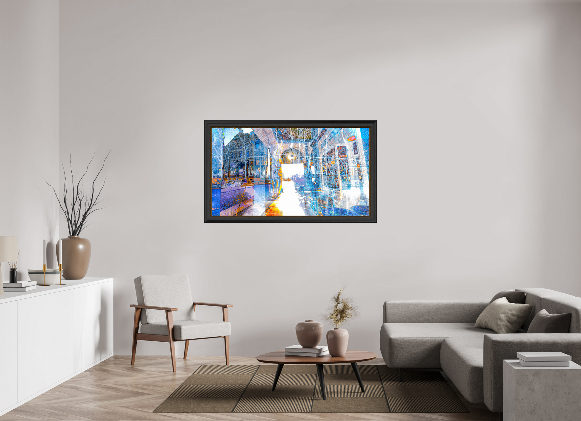 144 x 81 cm, 11 Cadre Noir-Or Le seuil n’était pas une frontière, mais une invitation