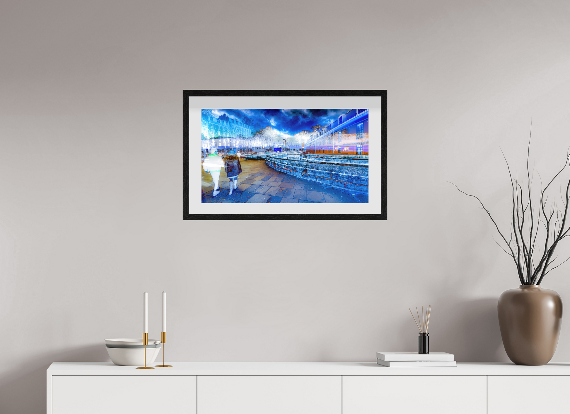 64 x 36 cm, 10 Cadre Noir Flottant La promenade n’était plus tout à fait la même