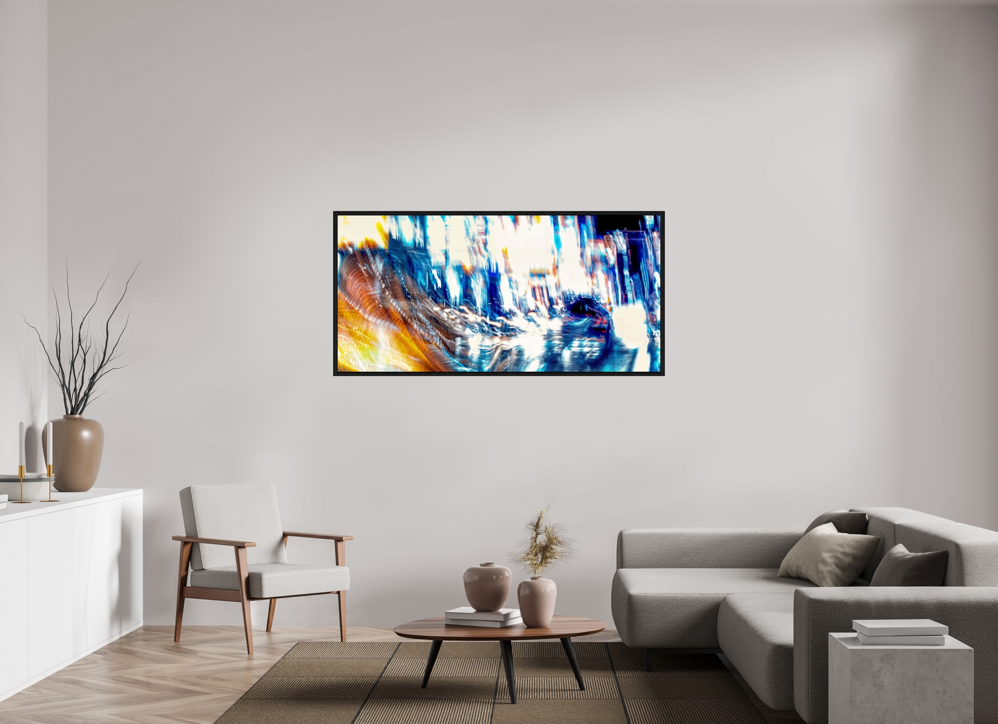 165,2 x 80 cm, 8 Caisse américaine Noire L’onde blanche qui fissure la nuit