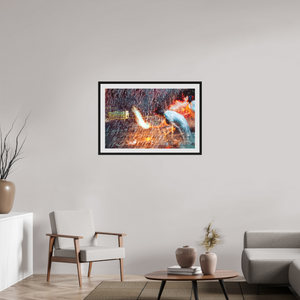 90 x 60 cm, 10 Cadre Noir Flottant Rituel où le feu apprend le rythme