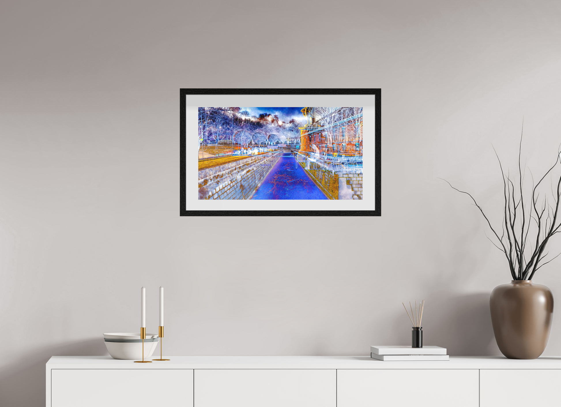 64 x 36 cm, 10 Cadre Noir Flottant Le jour où l’eau est devenue une frontière