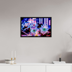 64 x 40 cm, 8 Caisse américaine Noire Murmure floral suspendu entre deux éclairs
