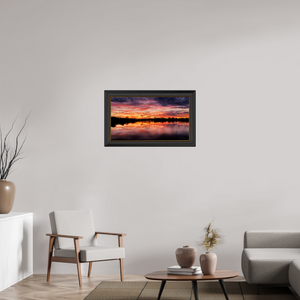 80 x 45 cm, Cadre Noir-Or 13 Reflets d’un Même Ciel XIII – Le Lac en Feu