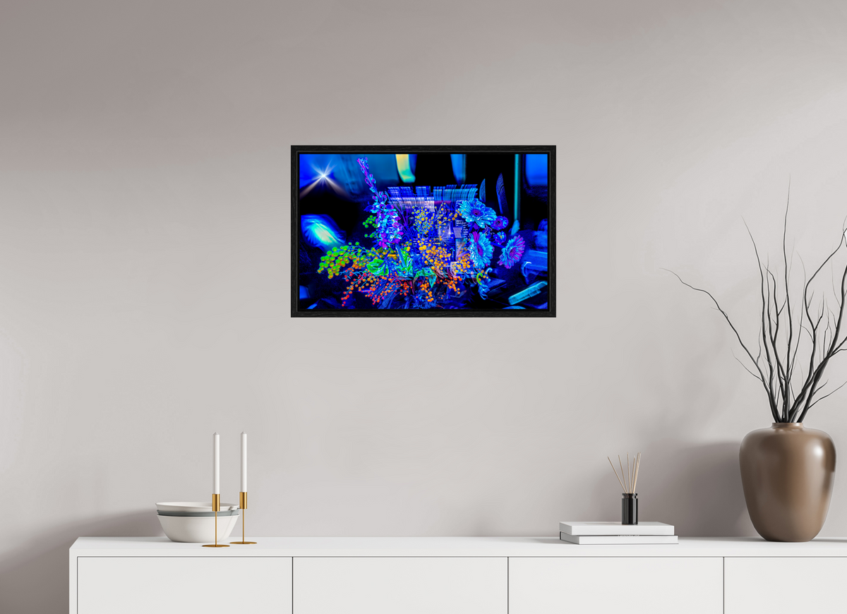 64 x 40 cm, Caisse américaine Noire Le bouquet où nos rêves s’illuminent