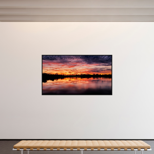 208 x 117 cm, Caisse américaine Noire 13 Reflets d’un Même Ciel XIII – Le Lac en Feu