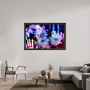 160 x 100 cm, 11 Cadre Noir-Or Pétales contre ma peau, lumière contre la tienne