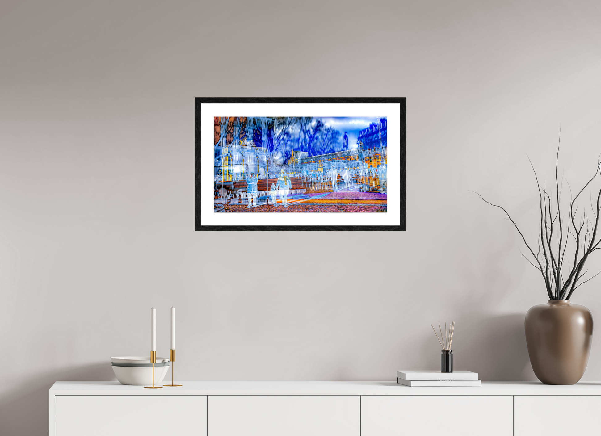64 x 36 cm, 4 Cadre Noir : Passe-Partout Blanc Ce que la ville protège encore