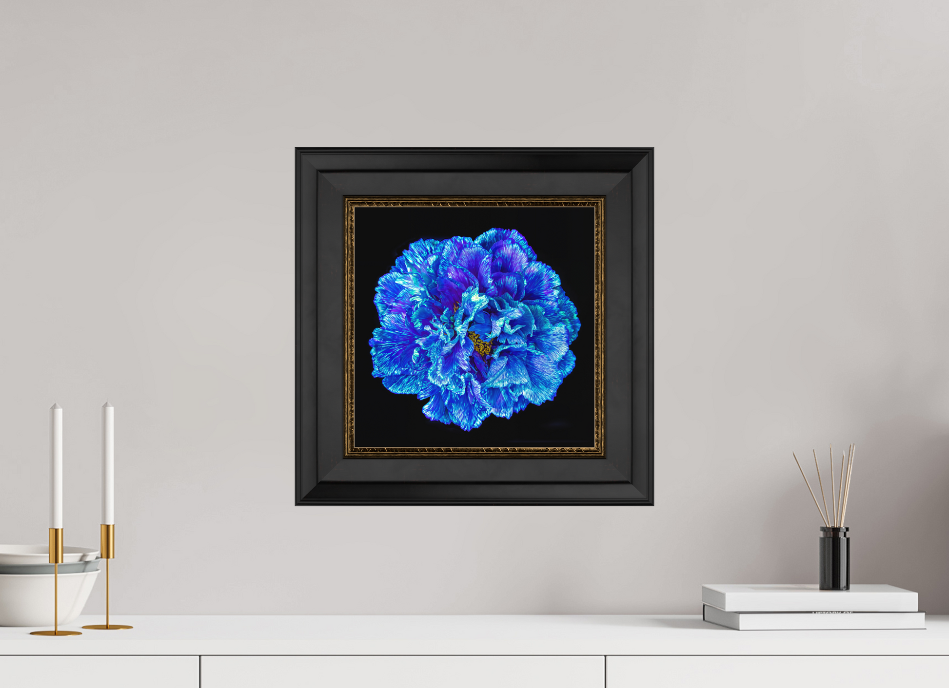 30 x 30 cm, 6 Cadre bois Noir-or 65mm fdgd