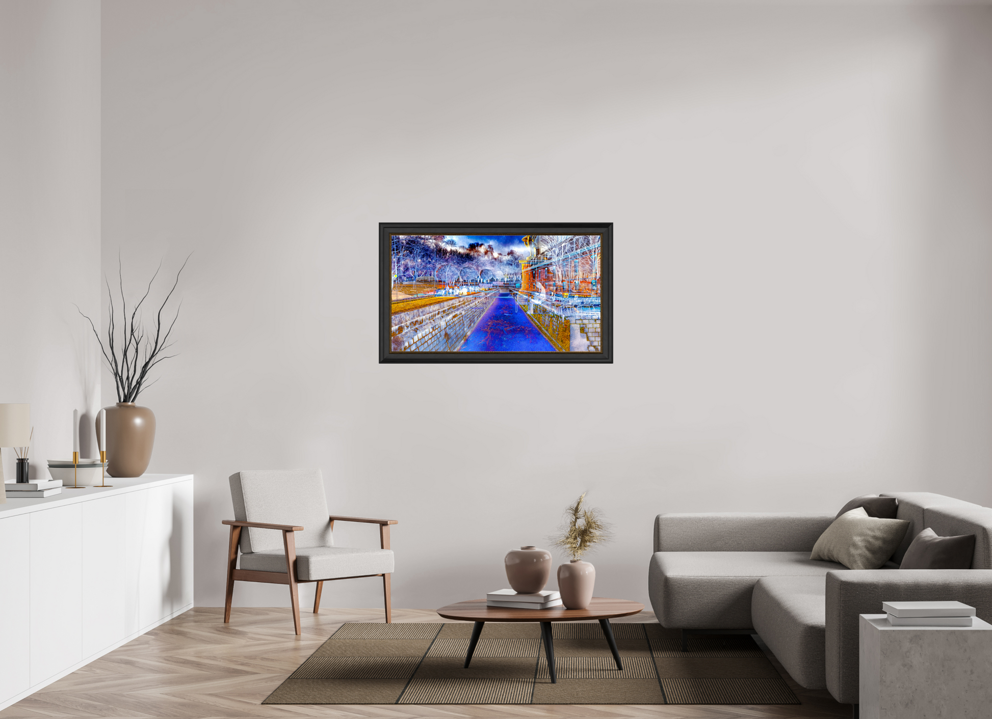 112 x 63 cm, 11 Cadre Noir-Or Le jour où l’eau est devenue une frontière