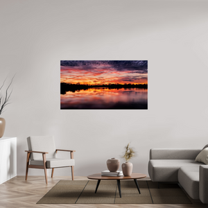 160 x 90 cm, Tirage photo sous Verre acrylique 13 Reflets d’un Même Ciel XIII – Le Lac en Feu