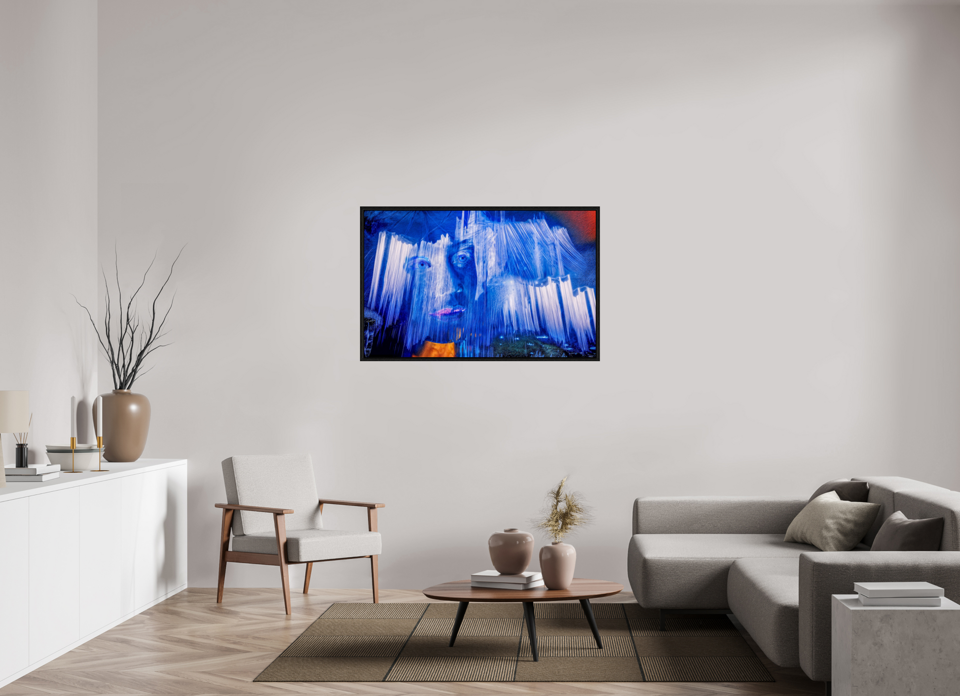 126,4 x 80 cm, Caisse américaine Noire Sous la Pluie de Lumière