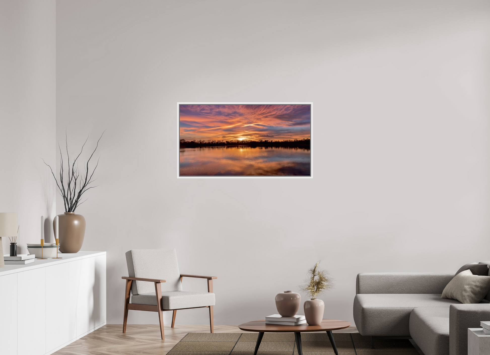 110,4 x 60 cm, Caisse américaine Blanche 14 Reflets d’un Même Ciel XIV – La Lumière Dorée