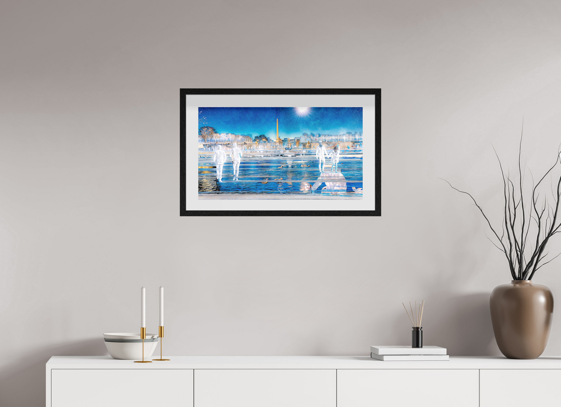 64 x 36 cm, 10 Cadre Noir Flottant Les pas flottaient au-dessus du temps