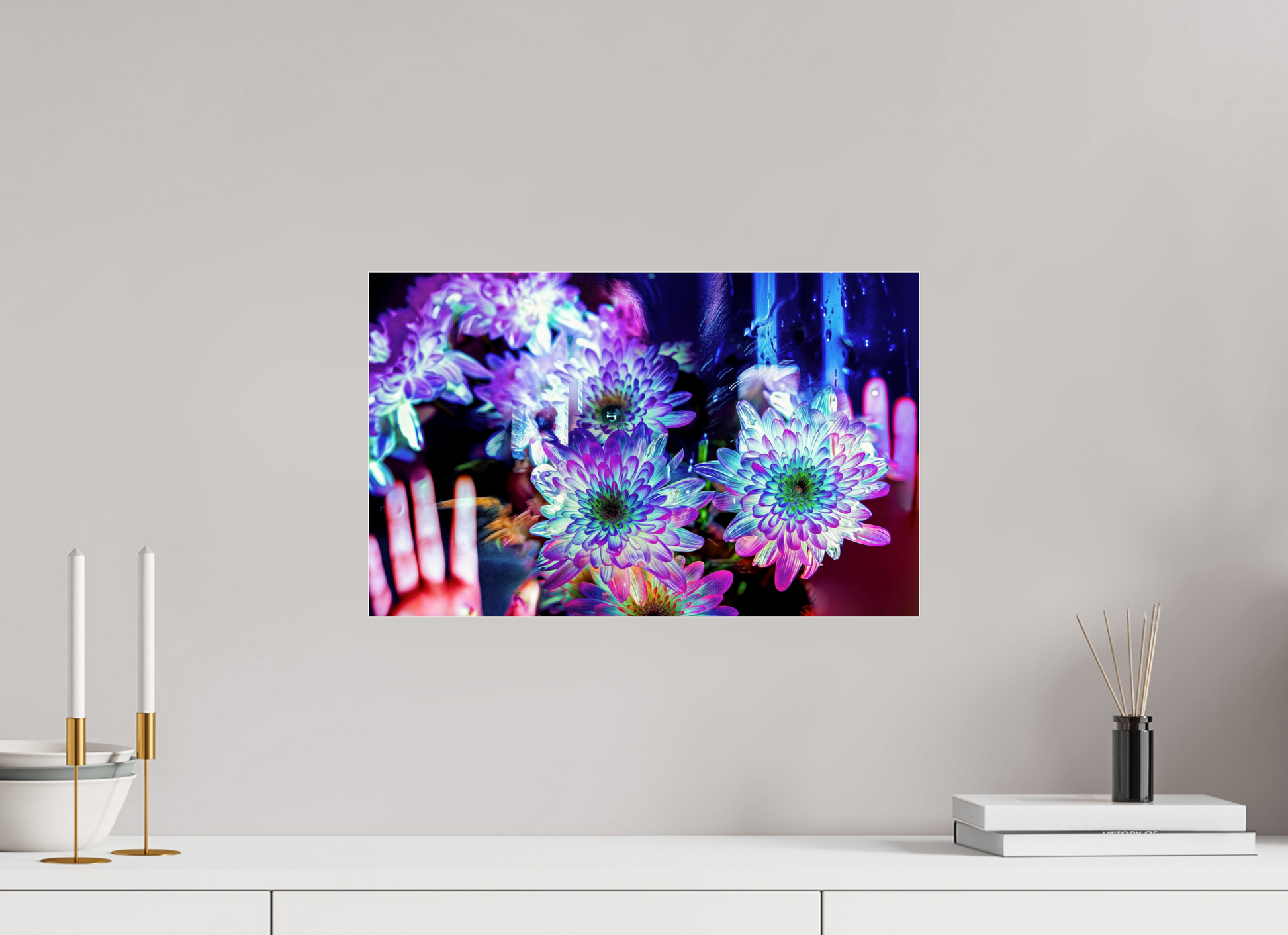 48 x 30 cm, 3 Tirage photo sous Verre acrylique Pétales contre ma peau, lumière contre la tienne