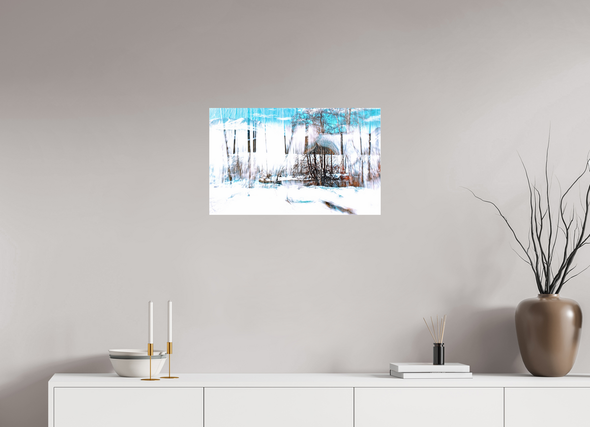 64 x 40 cm, Tirage photo contrecollé sur Dibond La Forêt qui chante la neige