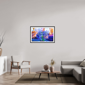 96 x 60 cm, Cadre Noir Flottant Le souffle lumineux des fleurs
