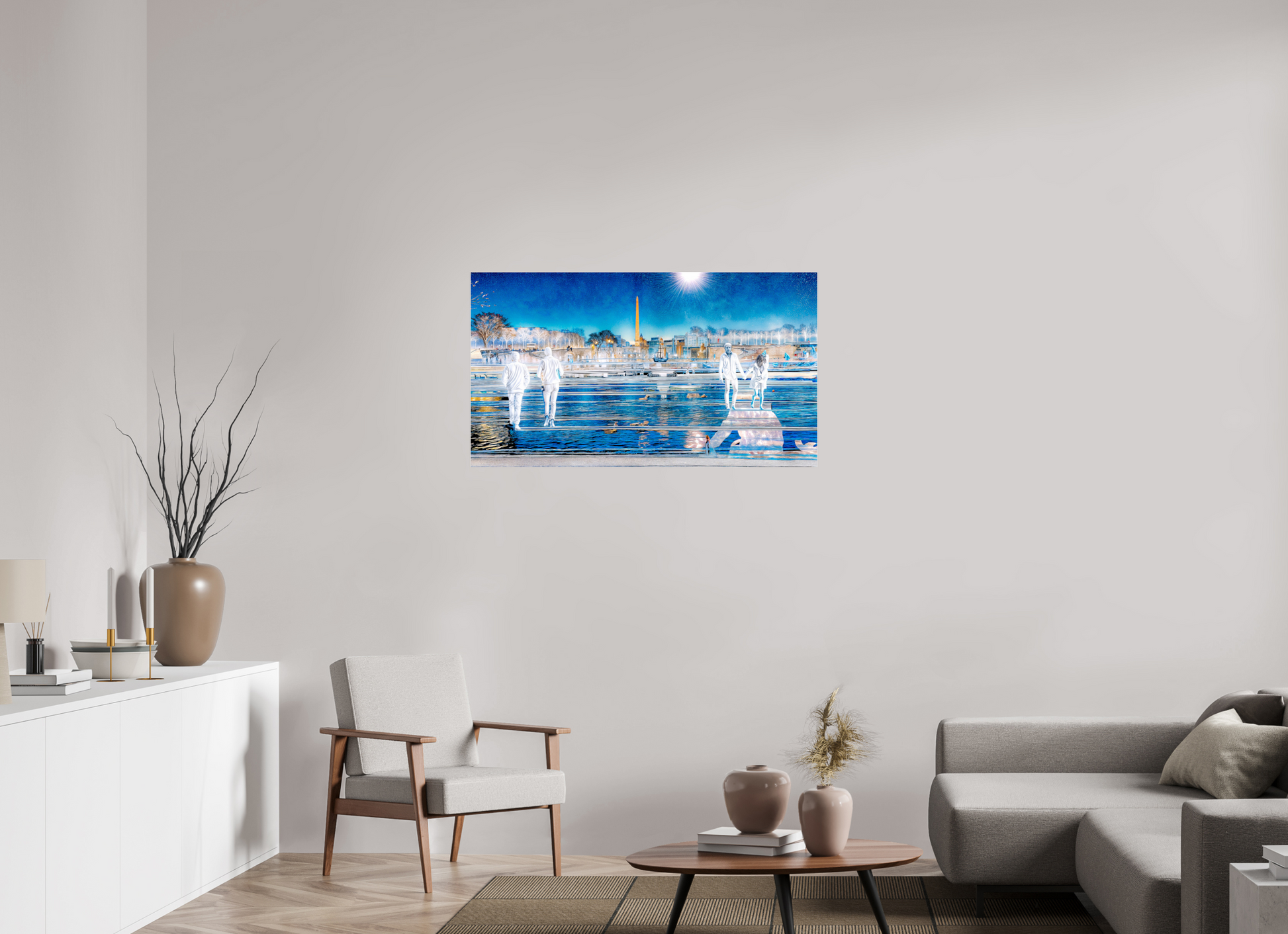 112 x 63 cm, 3 Tirage photo sous Verre acrylique Les pas flottaient au-dessus du temps