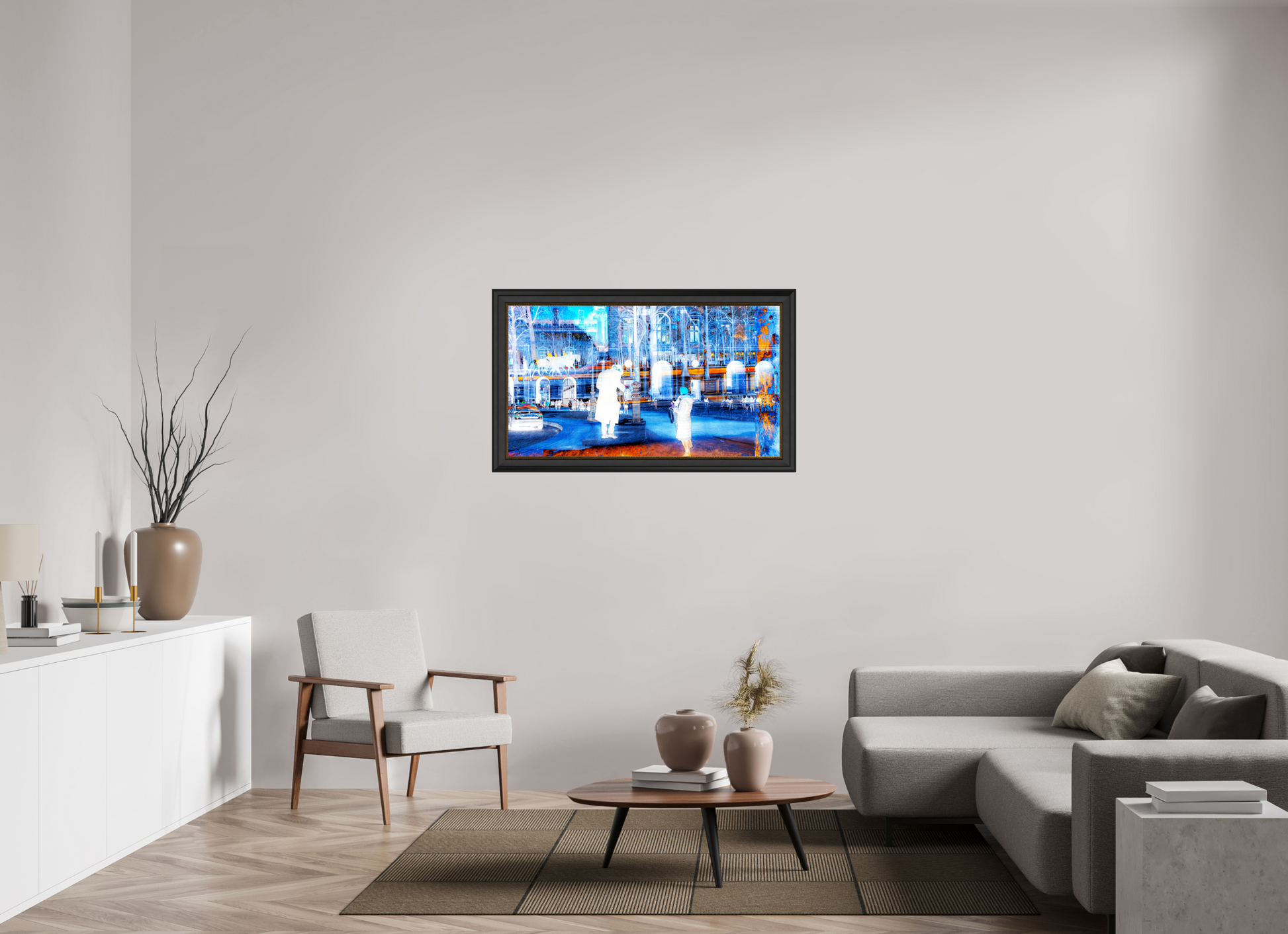112 x 63 cm, 11 Cadre Noir-Or Ce que la ville montre à ceux qui s’arrêtent