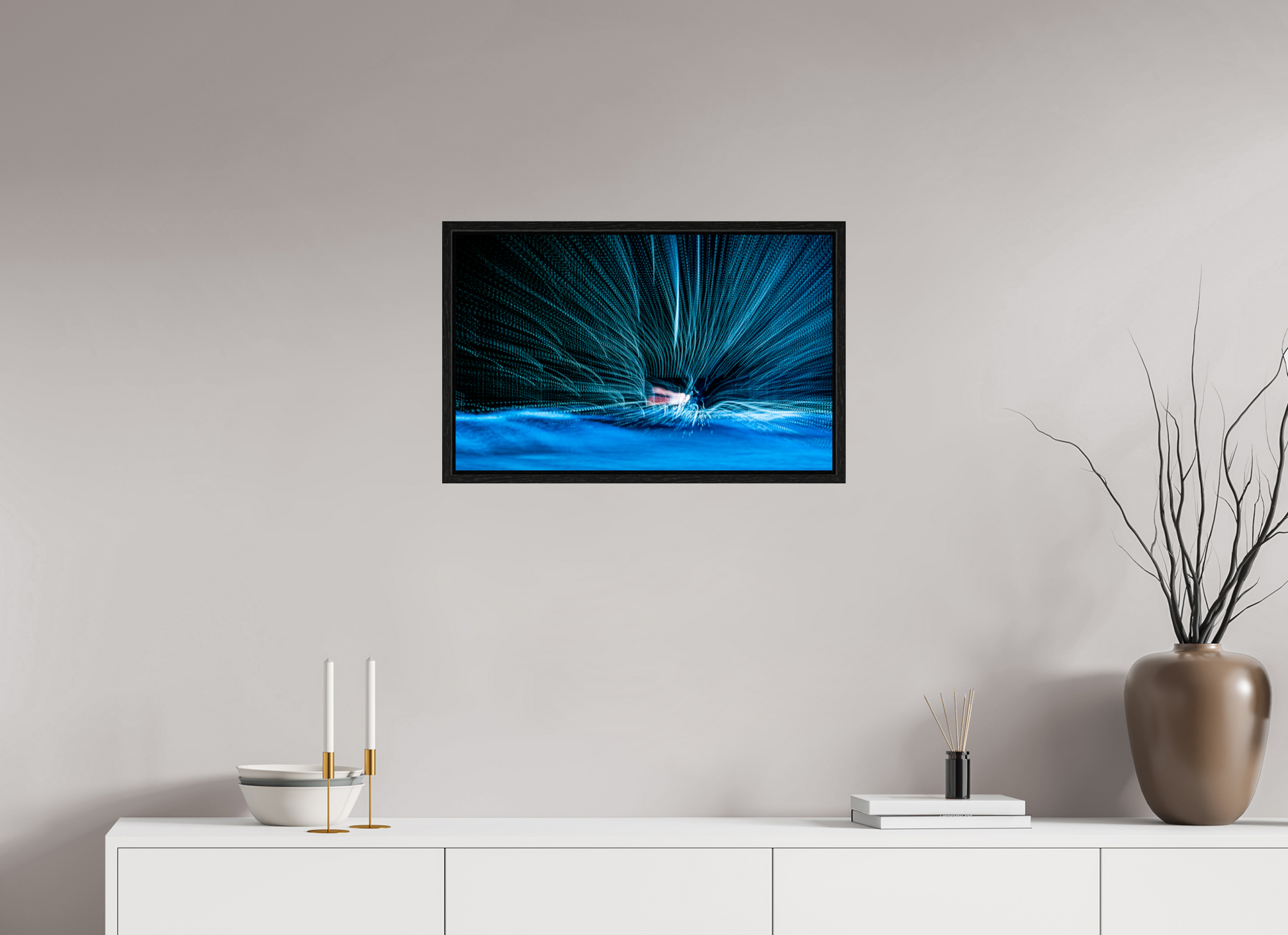 64 x 40 cm, Caisse américaine Noire Éventail de fibres