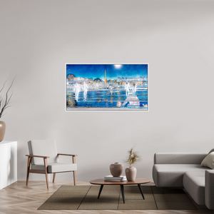 144 x 81 cm, 9 Caisse américaine Blanche Les pas flottaient au-dessus du temps