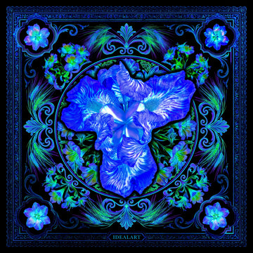 Foulard carré en Soie « Cœur d'Iris »