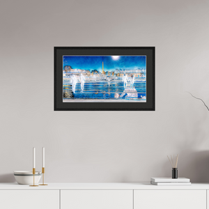 64 x 36 cm, 5 Cadre Noir : Passe-Partout Noir lisière Blanche Les pas flottaient au-dessus du temps