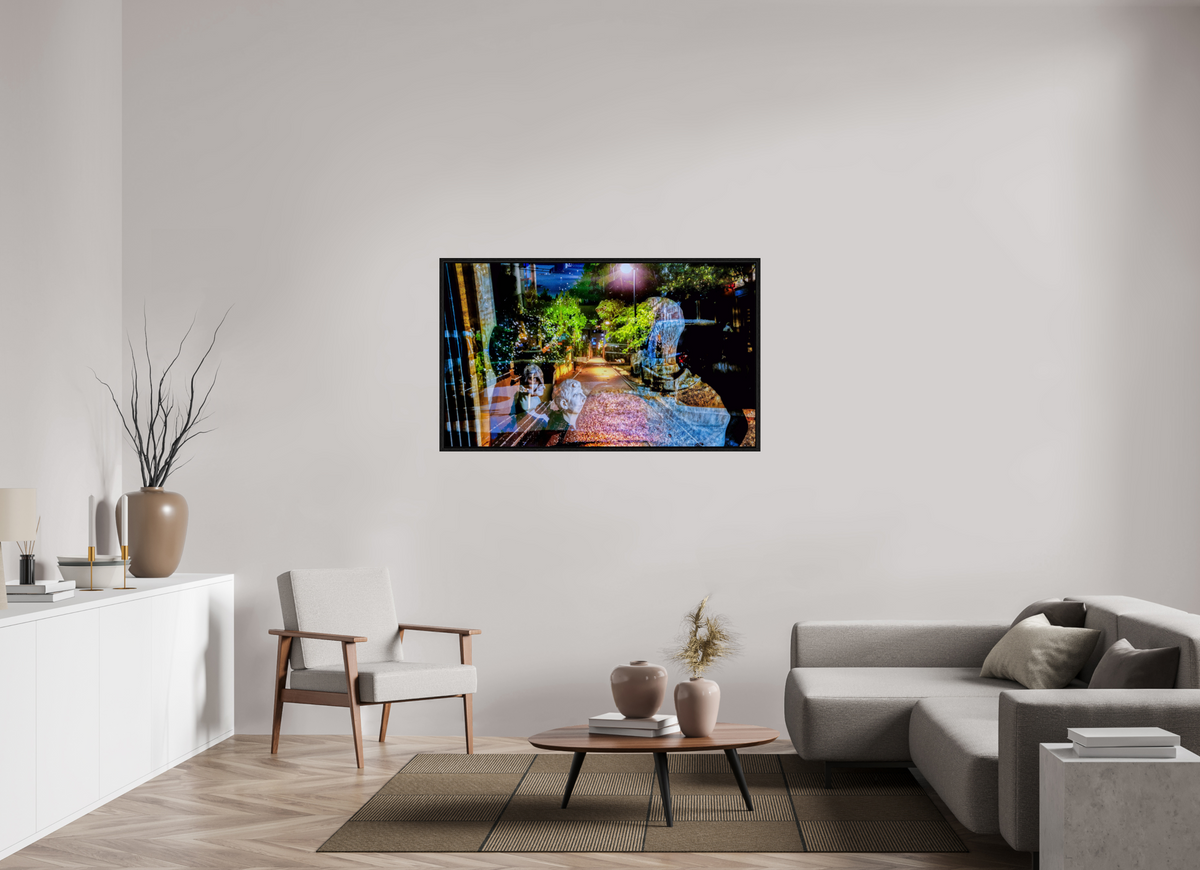 135,6 x 80 cm, Caisse américaine Noire Les veilleurs d’un passage nocturne