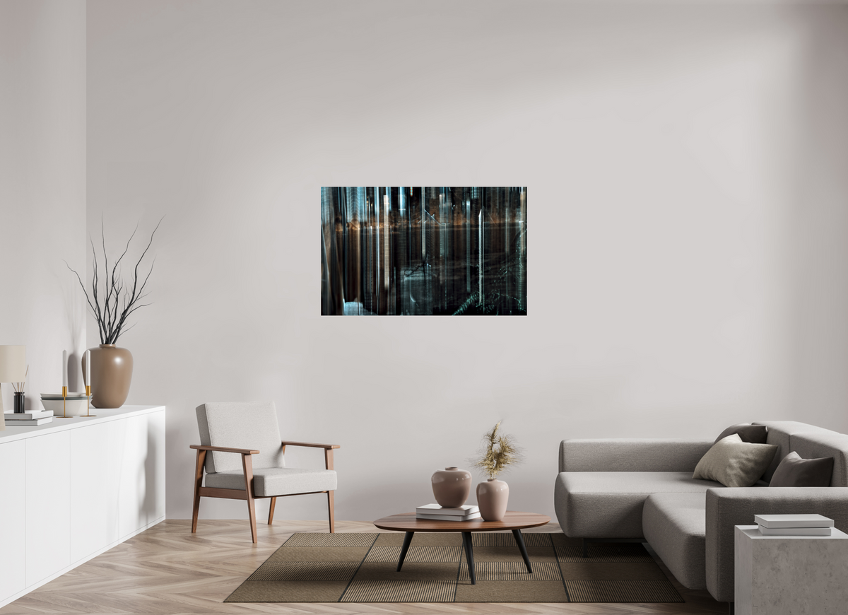 128 x 80 cm, Tirage simple sur papier photo Fuji Crystal Pearl Forêt des piliers d’acier