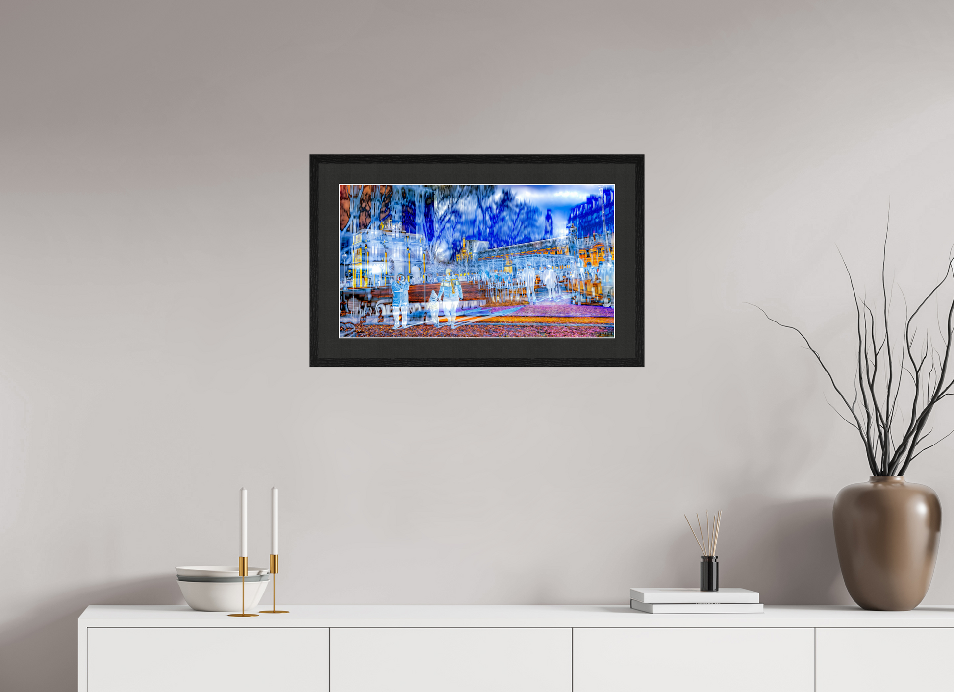64 x 36 cm, 5 Cadre Noir : Passe-Partout Noir lisière Blanche Ce que la ville protège encore