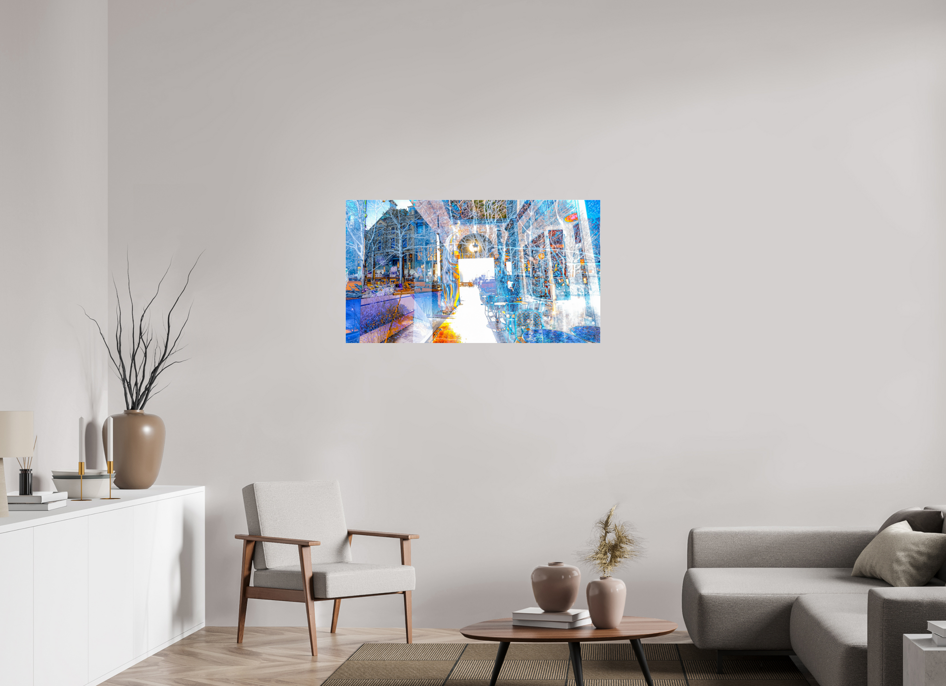 112 x 63 cm, 3 Tirage photo sous Verre acrylique Le seuil n’était pas une frontière, mais une invitation