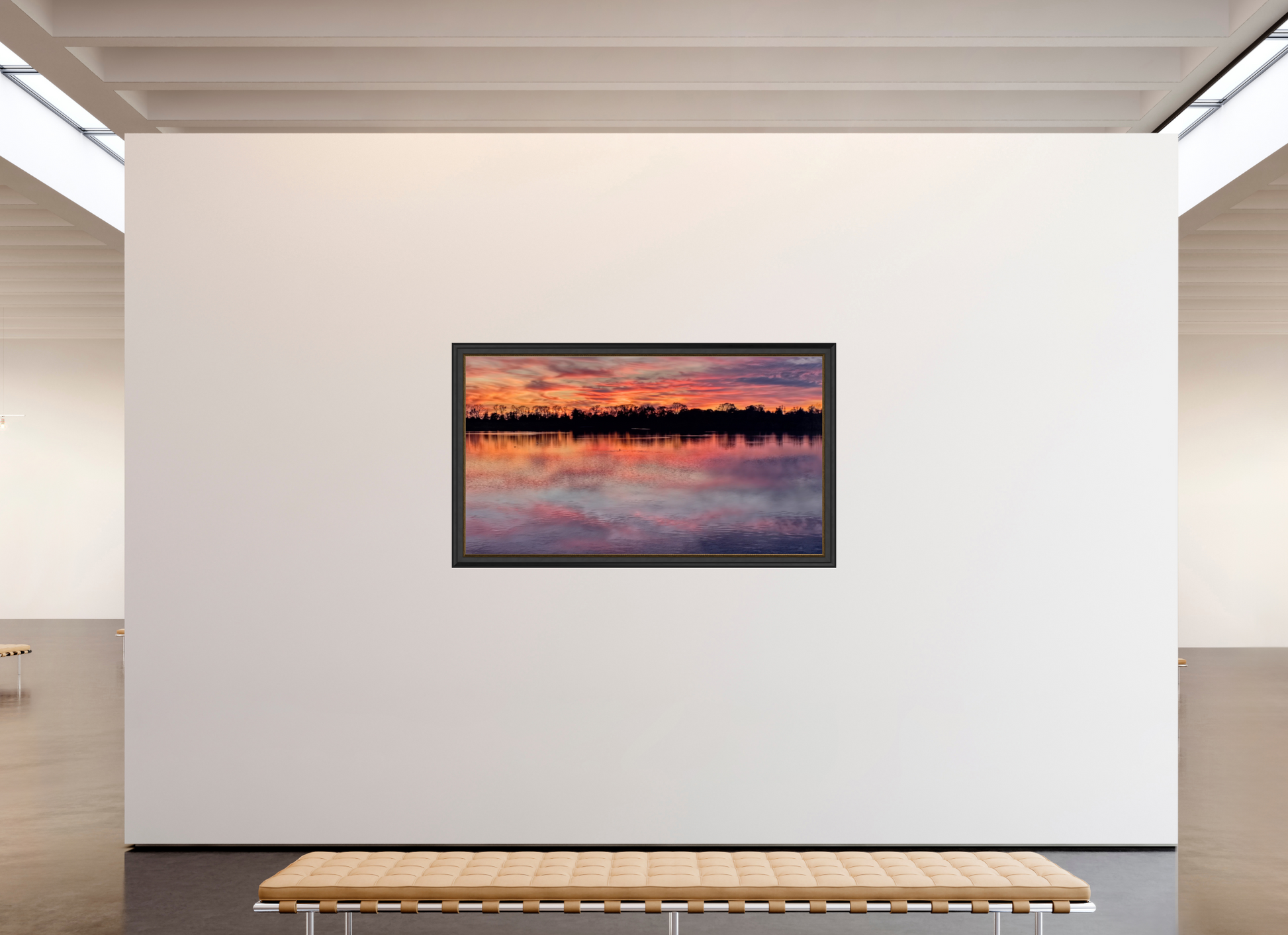 179 x 100 cm, Cadre Noir-Or Reflets d’un Même Ciel V – Le Ciel Renversé