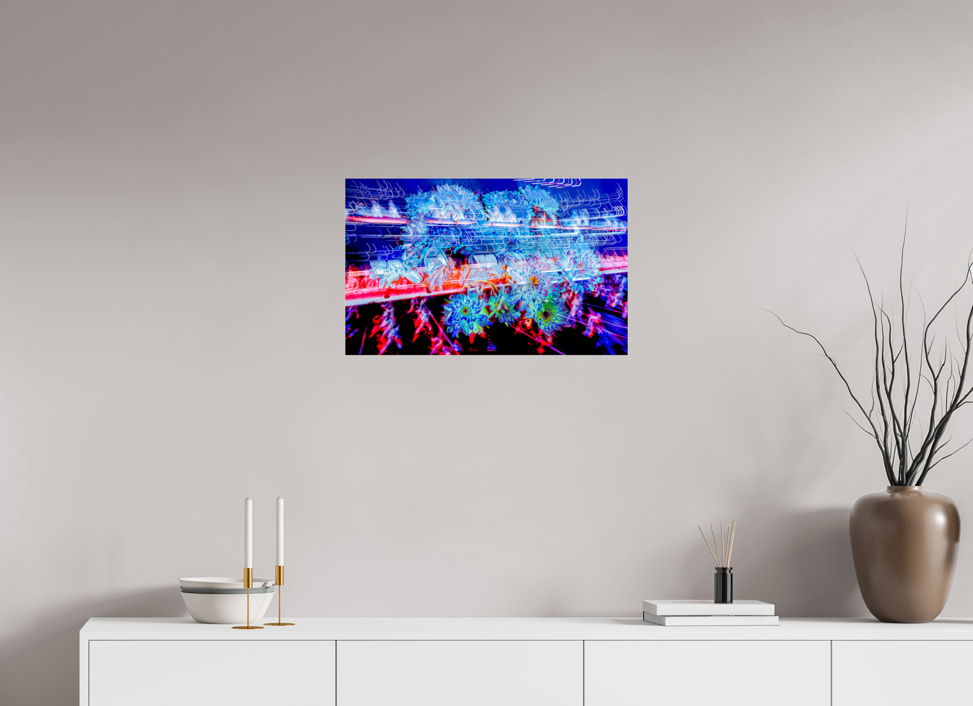 64 x 40 cm, 3 Tirage photo sous Verre acrylique Éclosions dans les courants de matière douce