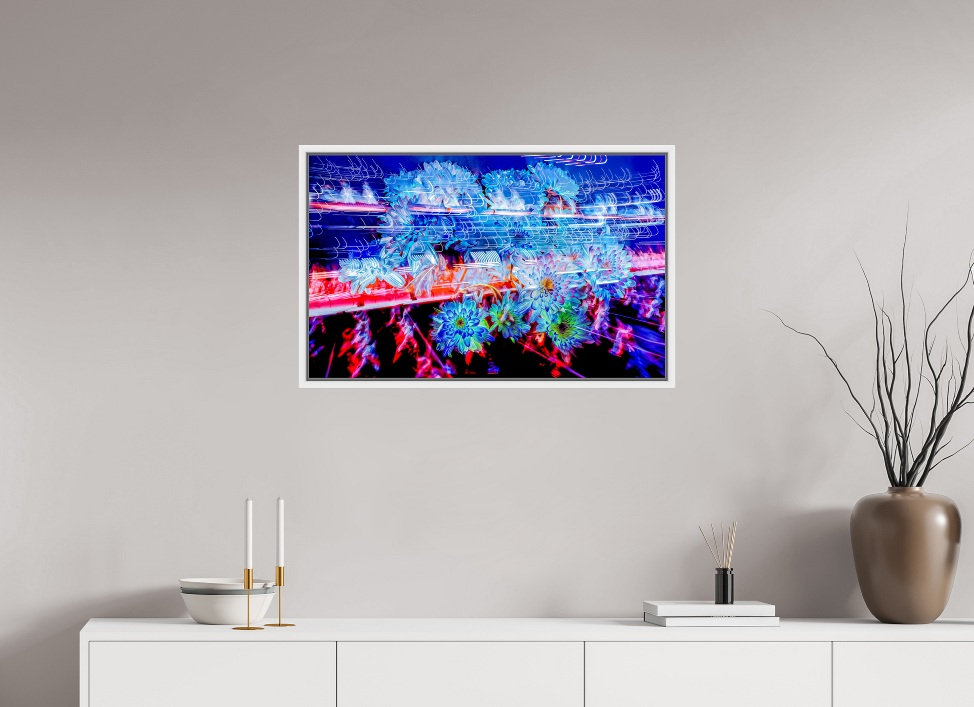 80 x 50 cm, 9 Caisse américaine Blanche Éclosions dans les courants de matière douce