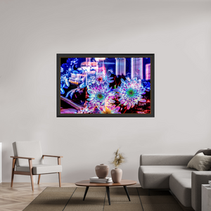 160 x 100 cm, 11 Cadre Noir-Or Murmure floral suspendu entre deux éclairs