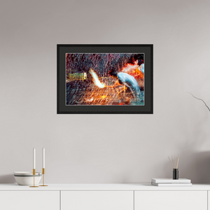 60 x 40 cm, 5 Cadre Noir : Passe-Partout Noir lisière Blanche Rituel où le feu apprend le rythme